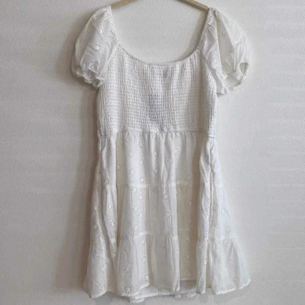 Hollister White Eyelet Puff-Sleeve Mini Dress
